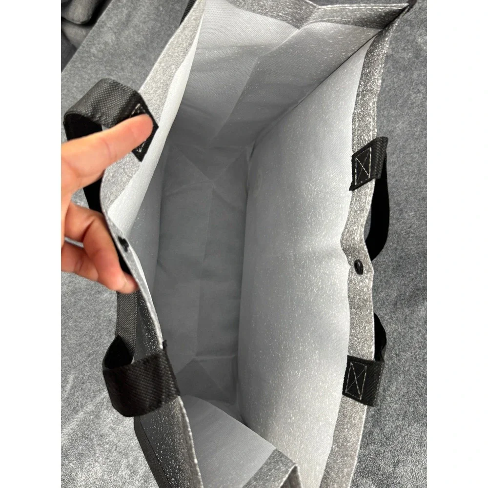 Lululemon Reusable Shopper Tote Bag‎ Black White Speckled Gold Logo Medium